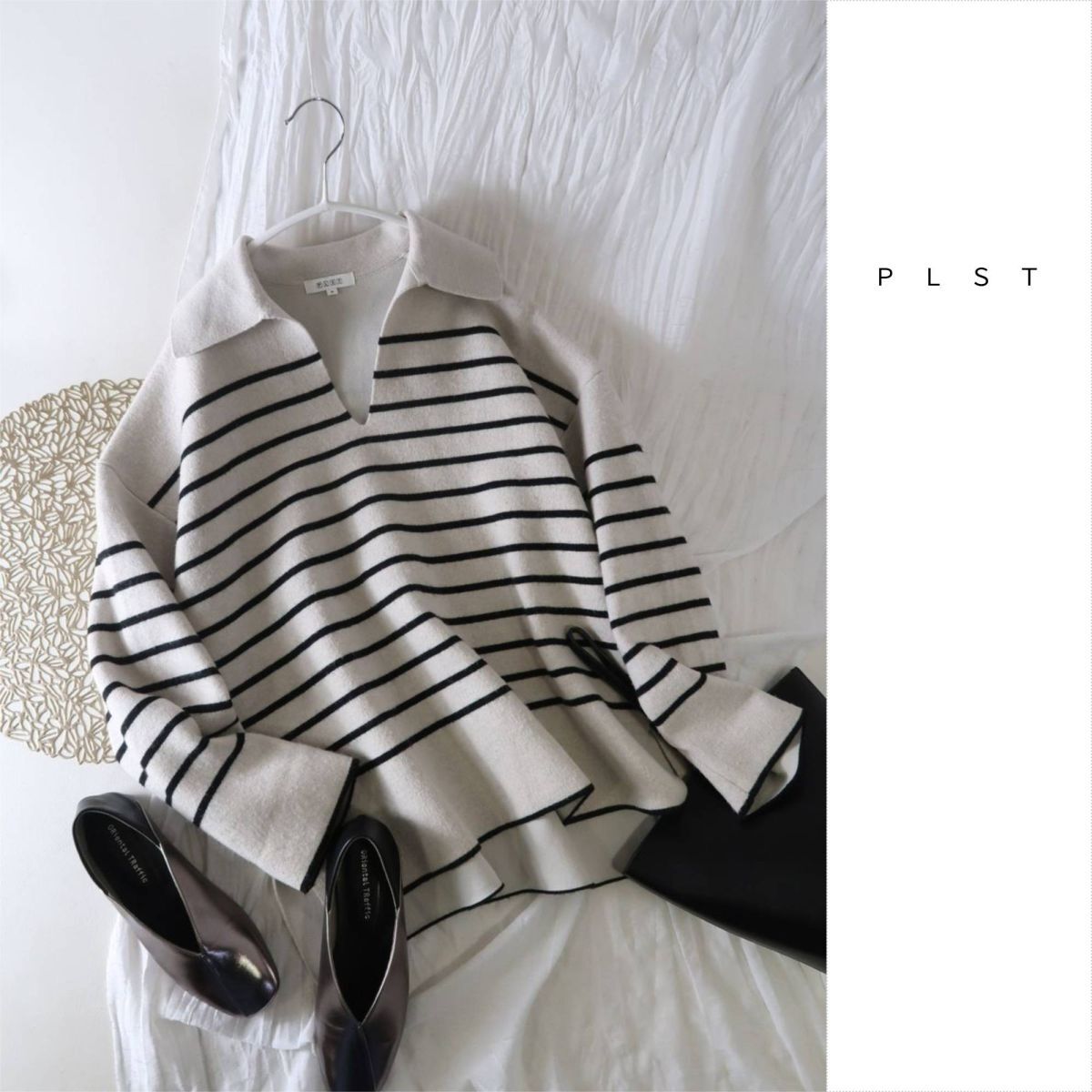 プラステ PLST☆洗える ウールブレンド ボーダースキッパーセーター Mサイズ☆A-O 6375拍卖