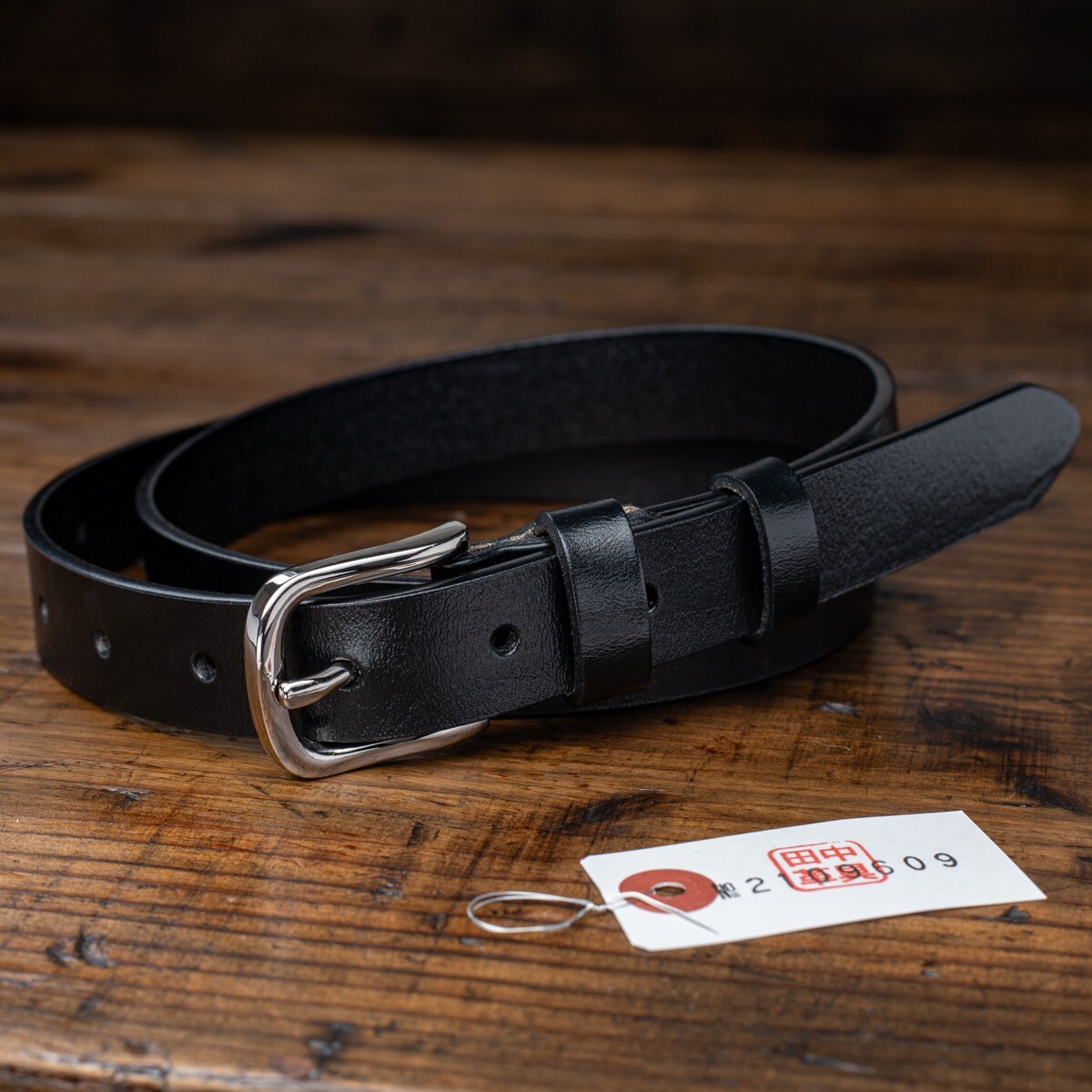 ナローベルト【牛革】イタリアンレザー メンズ 本革 ベルト カジュアル 新品 未使用 送料無料 1円 レザー ブラック 黒 細い 細身 田中革具拍卖