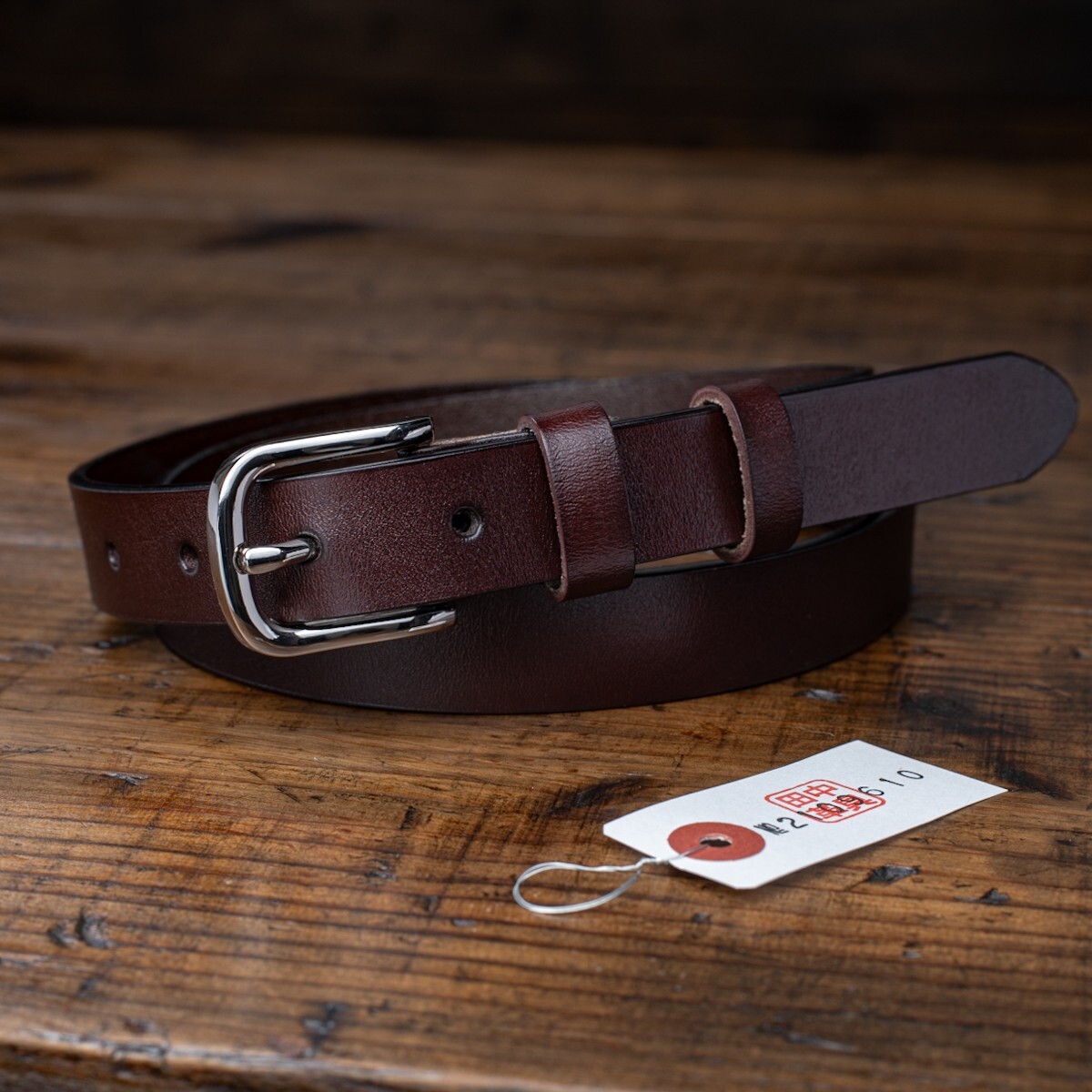 ナローベルト【牛革】イタリアンレザー メンズ 本革 ベルト カジュアル 新品 未使用 送料無料 1円 レザー 茶 ブラウン 細身 細い 田中革具拍卖