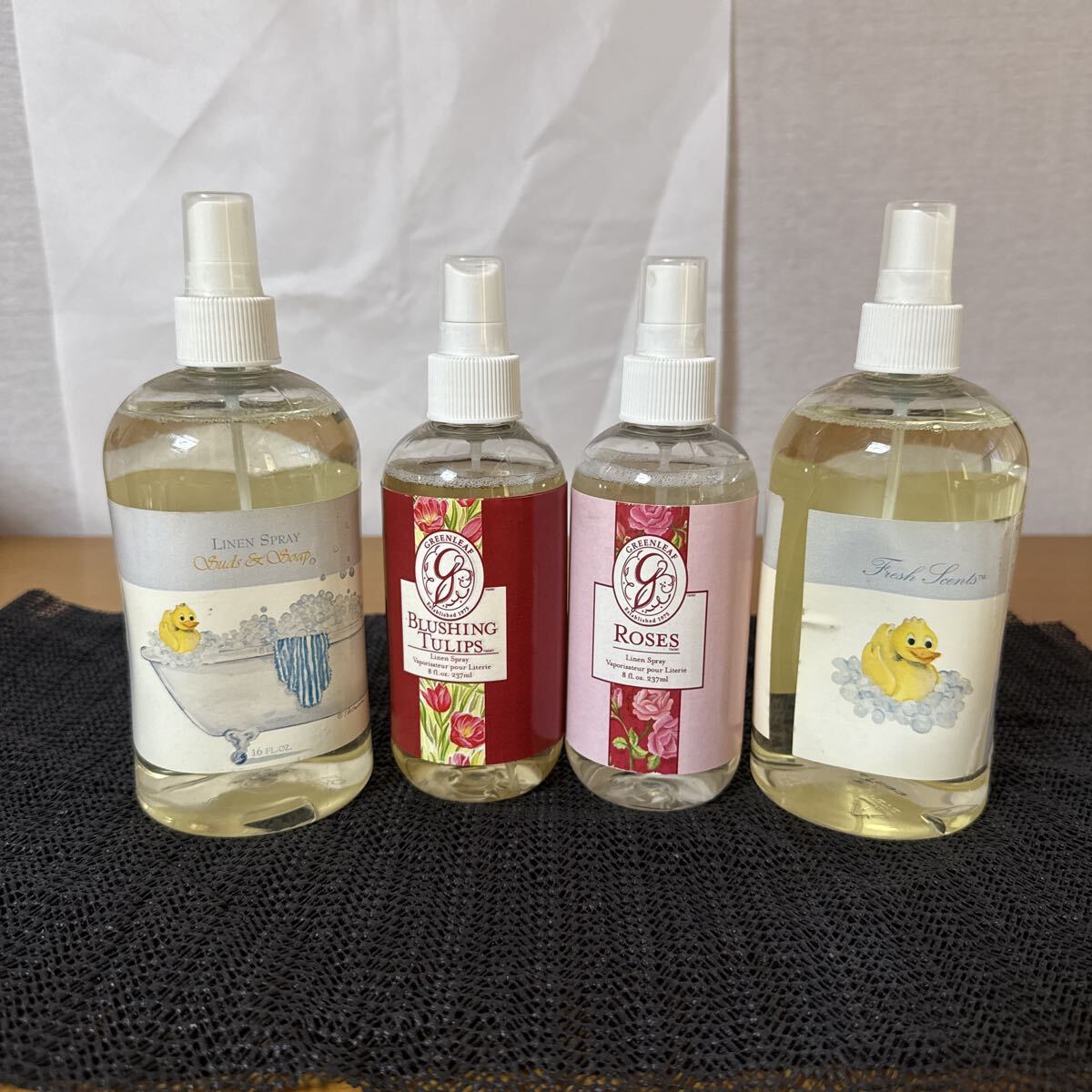 ☆O09☆未使用 長期保管 リネンスプレー 4点まとめて Linen Spray ローズ チューリップ の香り など カーペット 車 シーツなど 発送 60寸拍卖