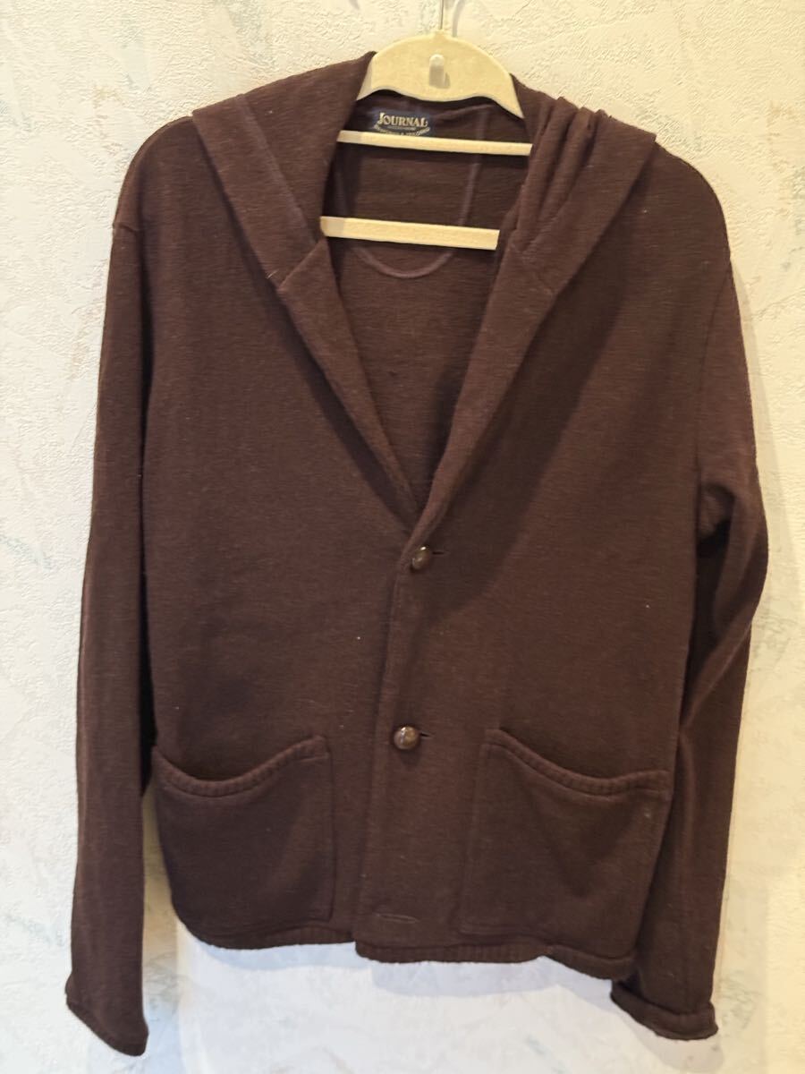 ジャーナルスタンダード フード付きカーディガン 日本製 メンズ Mサイズ 革製胡桃ボンタン ブラウン系 発送60寸 ウール混 JOURNAL STANDARD拍卖