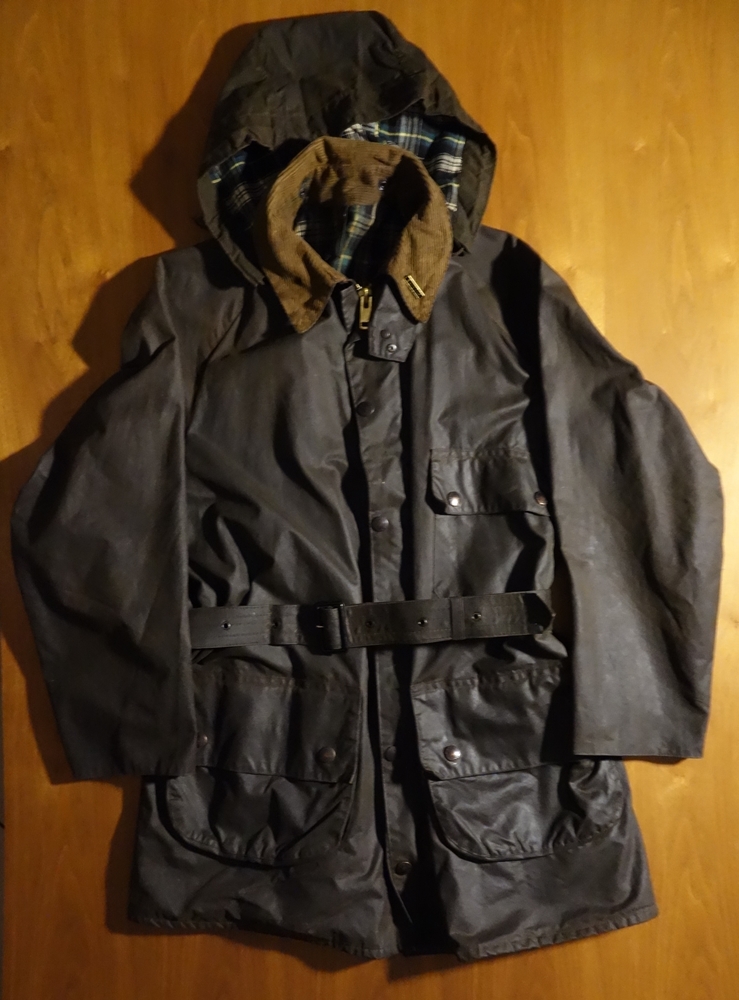 Vintage Barbour ソルウェイジッパー 1984年製 2ワラント YKK棒ジップ C44 フード付 極美品 バブアー オイルドジャケット ビンテージ拍卖