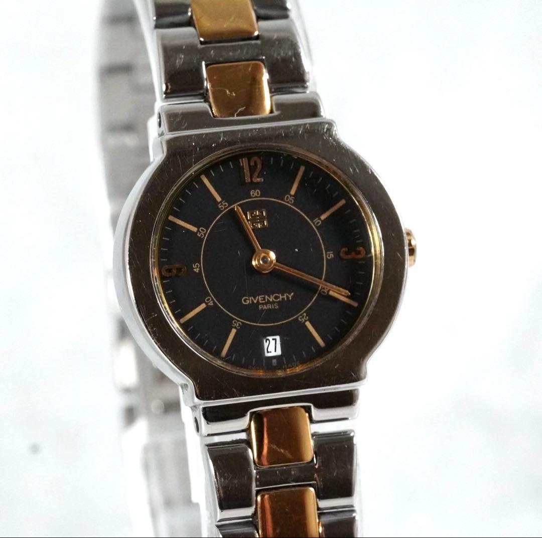 1円 スタート 箱付 GIVANCHY ジバンシー ローマン レディース 腕時計 クォーツ コンビ vintage antique wacth 稼働品 1スタ拍卖