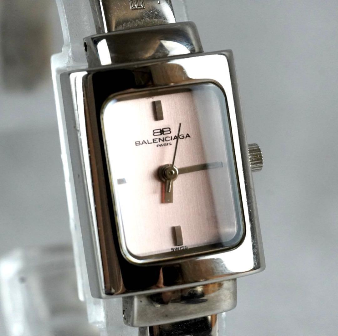1円 スタート 稼働品 BALENCIAGA バレンシアガ BB スクエア レディース バングル 腕時計 クォーツ vintage antique wacth ブランド 1スタ拍卖