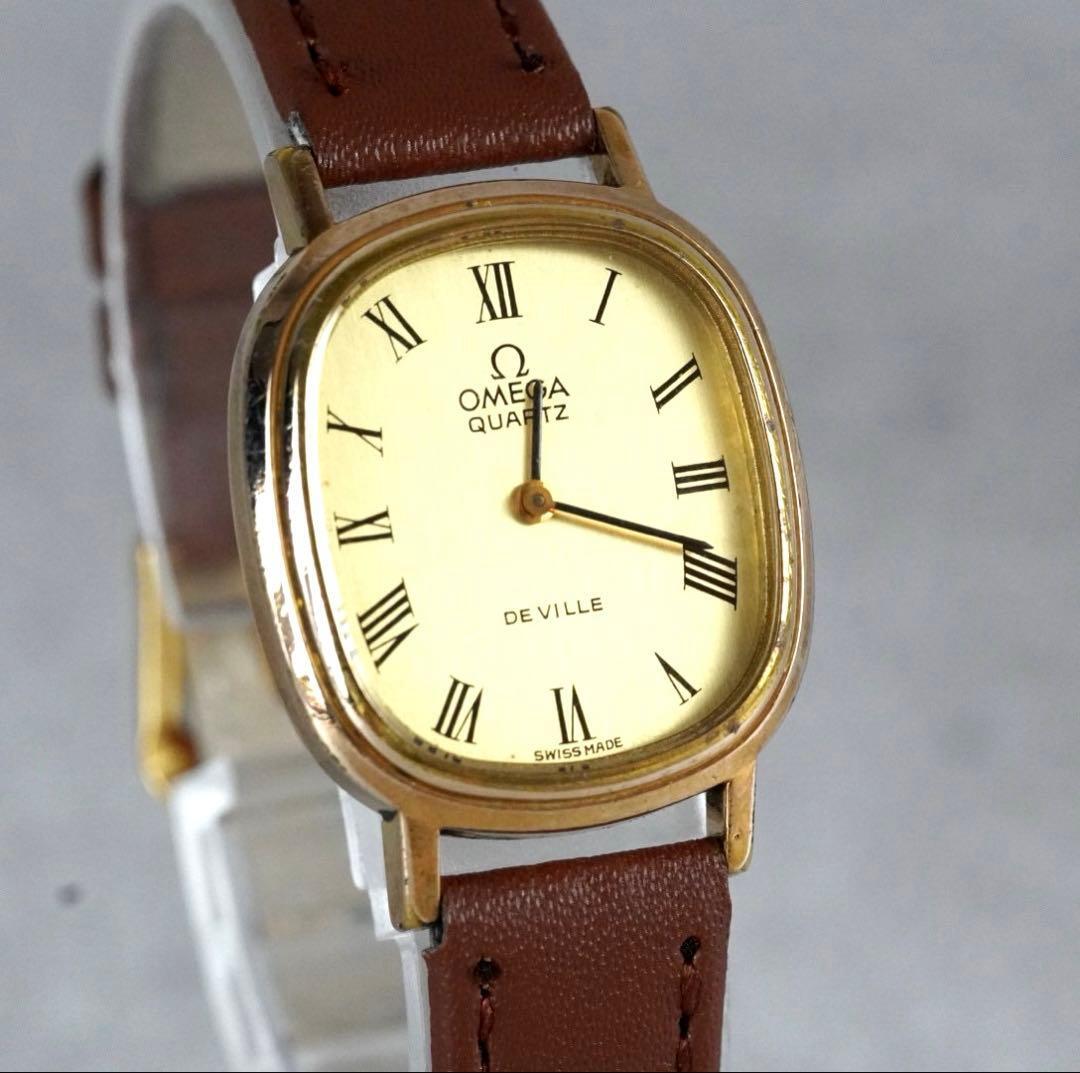 1円 スタート OMEGA オメガ DE VILLE デビル ローマン スクエア レディース 腕時計 オーバル 稼働品 プッシュ式 vintage antique wacth拍卖