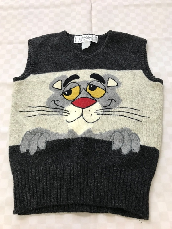 4469 メンズ 【 カステルバジャック ヴィンテージ ピンクパンサー ニットベスト 】 サイズ:40 色:グレー拍卖
