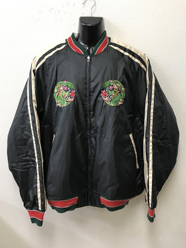 4479 メンズ 【 MA-1 フライトジャケット スカジャン リバーシブル 刺 】 サイズ:4L 色:ブラック ベージュ拍卖