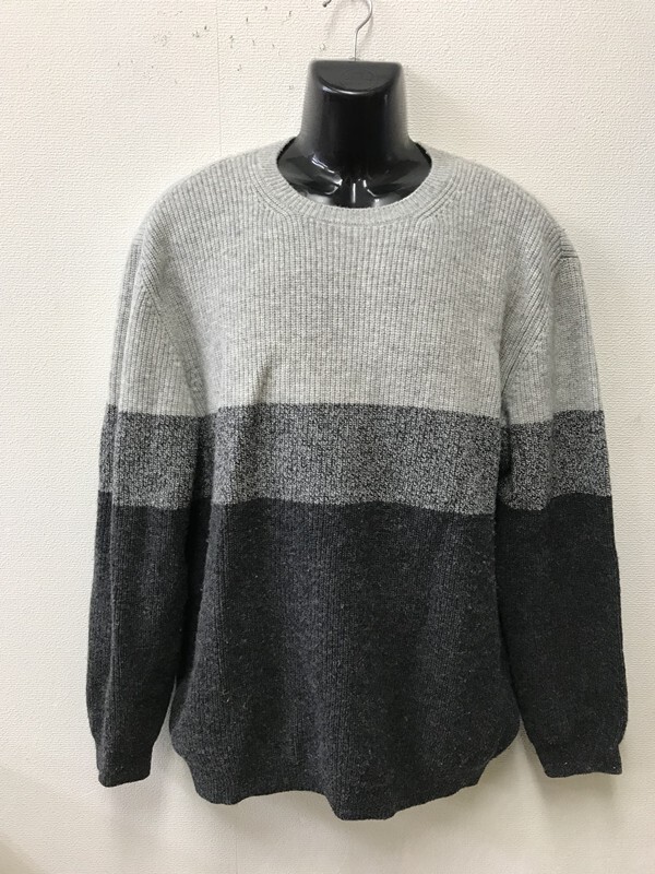 4481 メンズ 【 PAPAS+ ニットセーター 毛100% 】 サイズ:LL 色:グレー拍卖