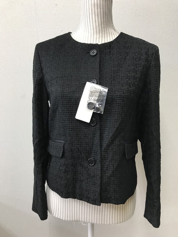 4486 レディース 【 新品¥5,990 UNIQLO ツイードノーカラージャケット 】 サイズ:S 色:ブラック拍卖