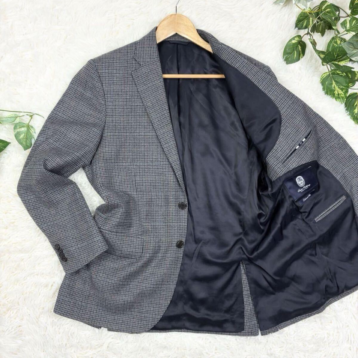 美品【XL】LANDS'END ランズエンド MOON ツイード 英国製生地 マルチカラー 千鳥格子 テーラードジャケット 大きいサイズ拍卖