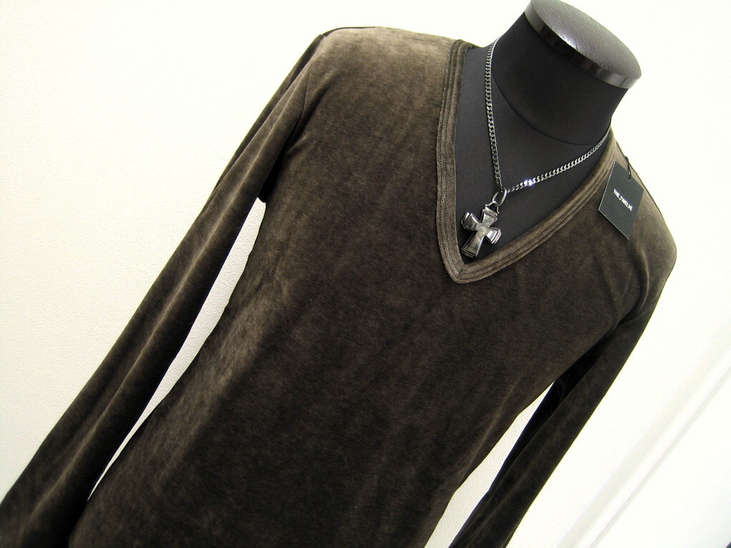 新品 48 THE TWELVE ザ・トゥエルヴ長袖カットソーベロア カーキ 送料無料 254拍卖