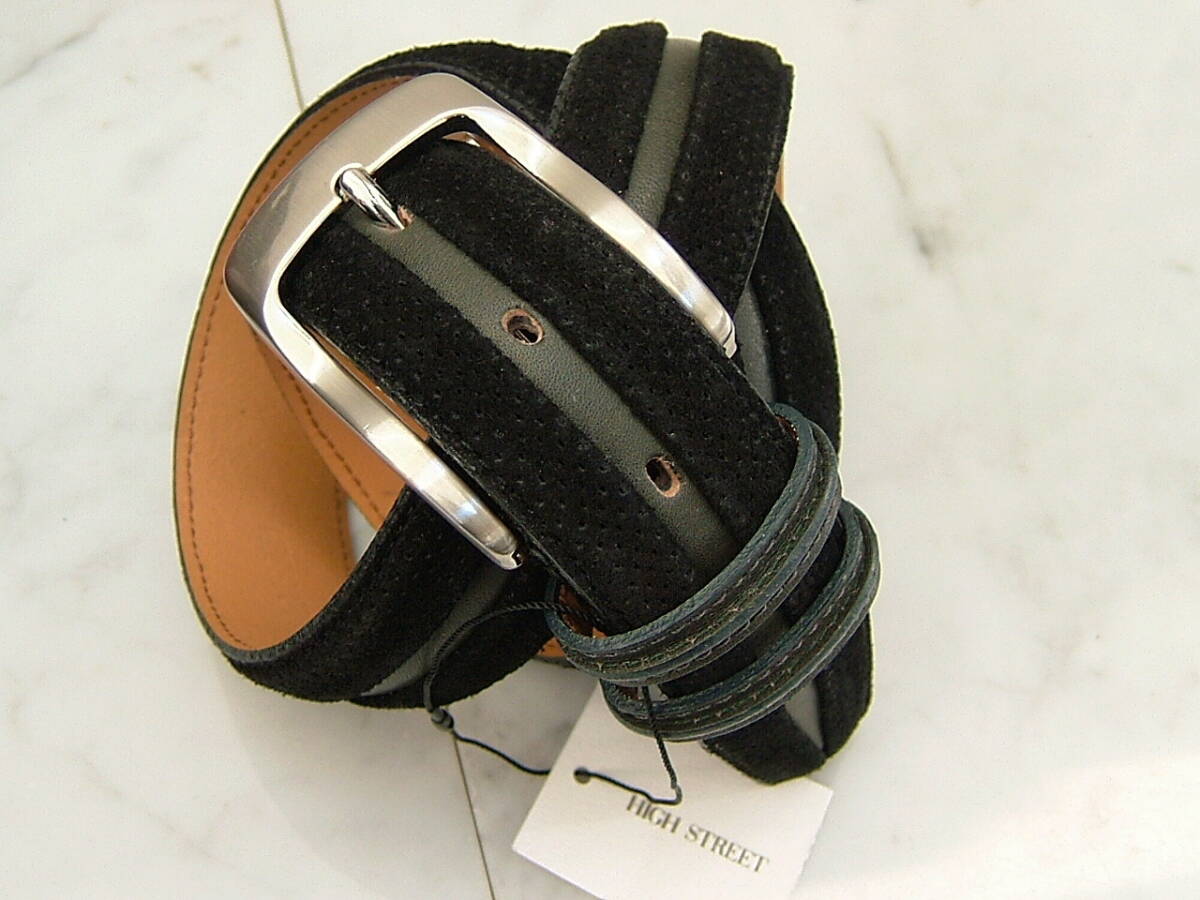1.6万 新品 ハイストリート 黒レザー 本革ベルト HIGHSTREET695拍卖