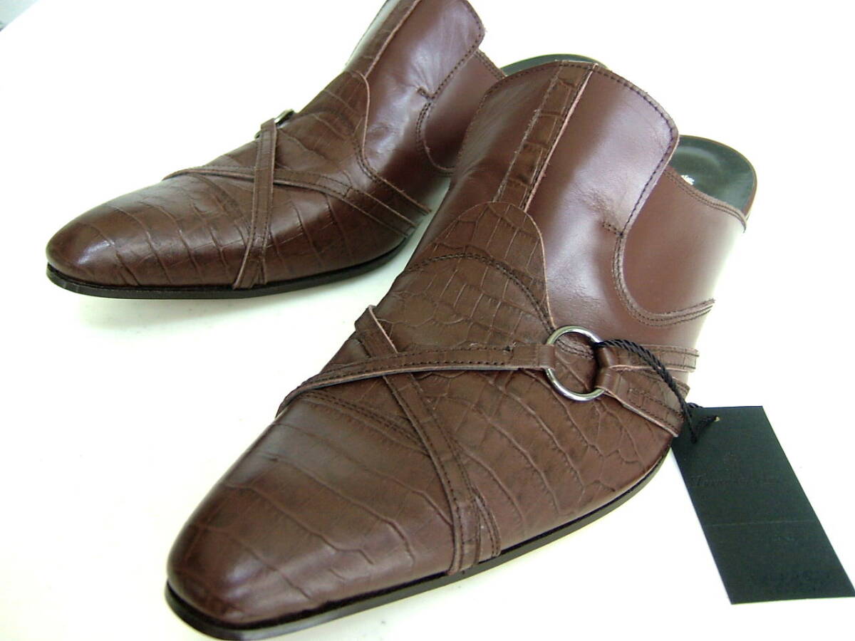 3.8万 新品 トルネードマート 本革レザー ミュール L 茶 シューズ拍卖