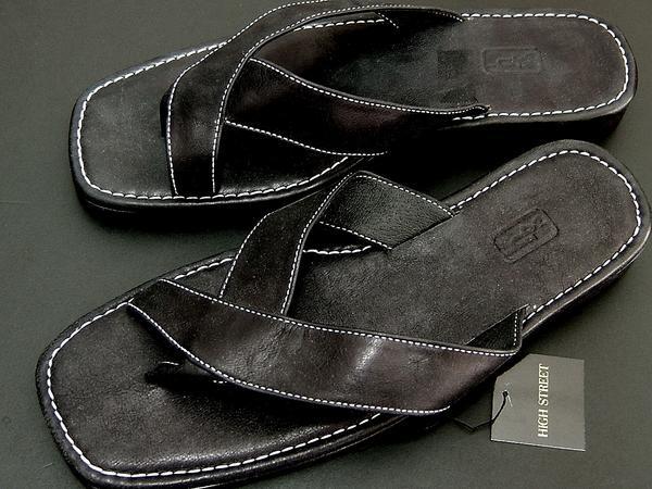 新品 ハイストリート レザーサンダル L 黒 HIGHSTREET拍卖