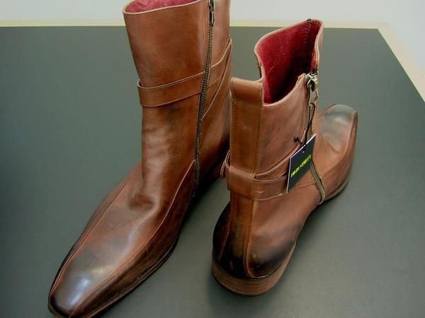 ハイストリート ブーツ L レザー 本革 ストラップ 茶 新品拍卖