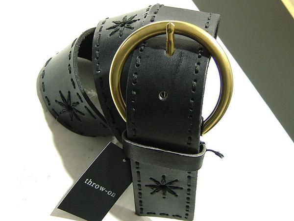 新品 スローオンthrow-onレザー本革ベルト黒 トルネードマート390拍卖