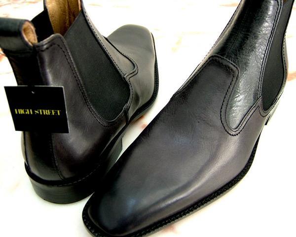 ハイストリート ブーツ M レザー 本革 サイドゴア 黒 新品 8503拍卖