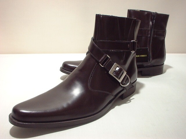 ハイストリート ブーツ M レザー 本革 ワイン 新品 5504拍卖