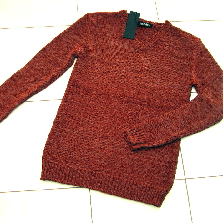 1.6万新品 L トルネードマート ハシゴテープ Vネックニット レンガ サンプル 090拍卖