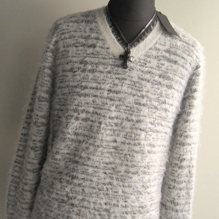 1.8万 新品 L トルネードマート ワイルドフェザーリンクスクルーネックニット ホワイト サンプル 605拍卖