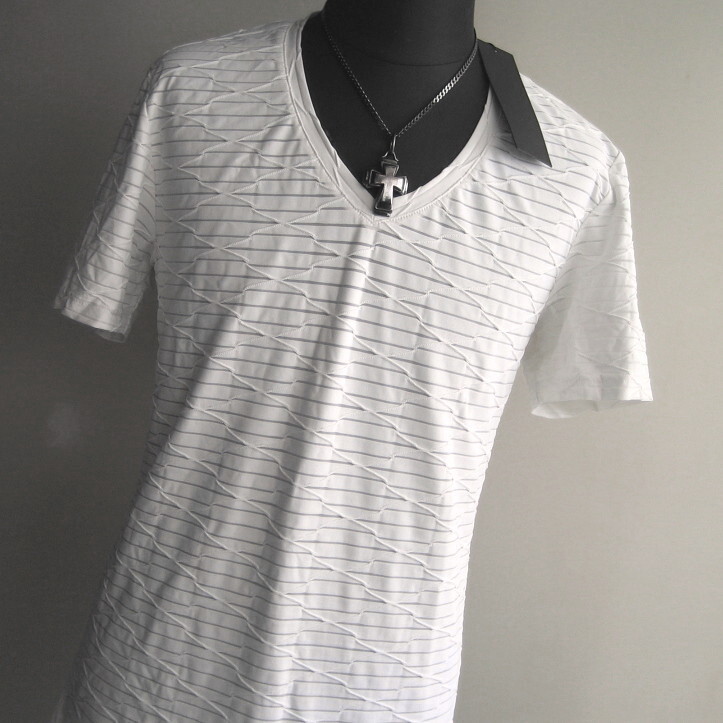 1.5万 新品 L トルネードマート ダイヤプリーツタックJQ半袖Vネックカットソーイタリア生地 ホワイト サンプル 送料無料 728拍卖