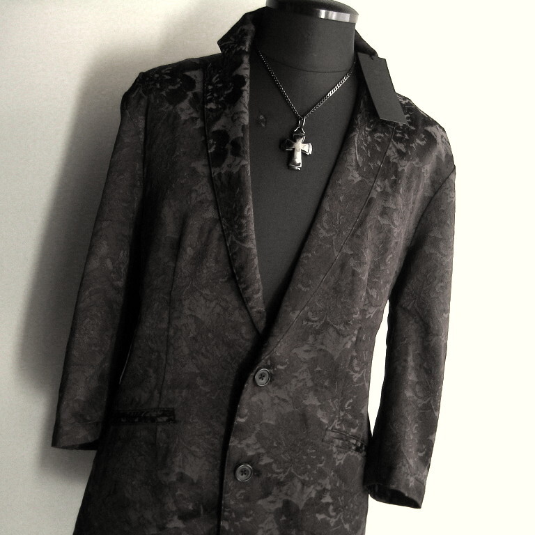 4.3万 新品 L トルネードマート シルキーフラワーJQ7分袖ジャケット インポート生地 ブラック サンプル 449拍卖