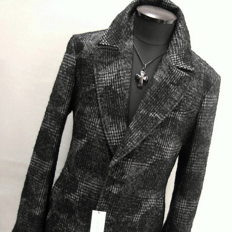 新品 5.8万 ハイストリート M イタリア ZANIERI チェックコート グレー 106拍卖