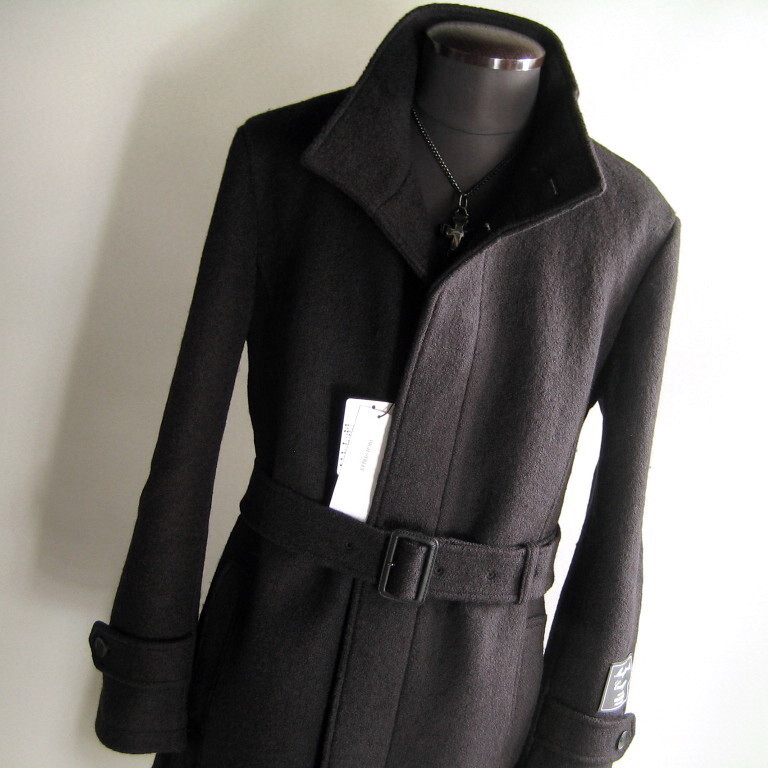 5.4万 新品 ハイストリート L CARMIGANO スタンドカラーコート イタリア生地 ブラック 171拍卖