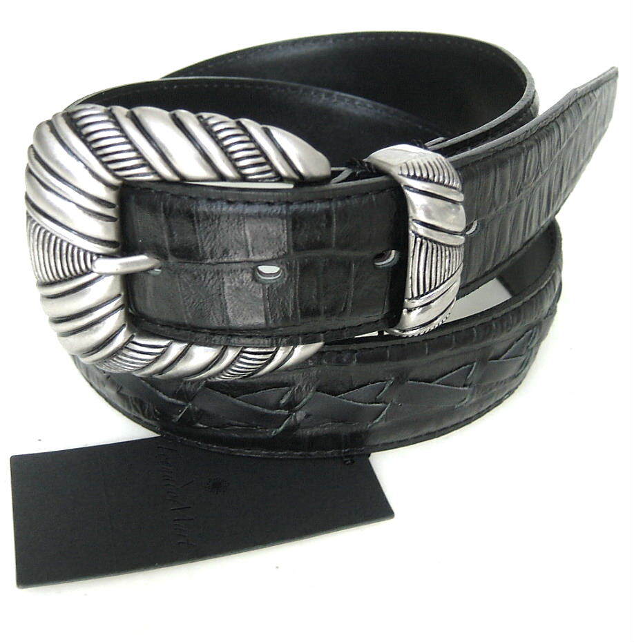 新品 トルネードマート TORNADO MART カイマンエンボス レースアップ ベルト 黒ブラック L 本革レザー 日本製 155拍卖