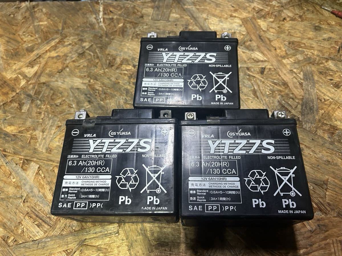 13【中古】 台湾ユアサ YUASA バッテリー 【YTZ7S】 7S 3個 《R7/11/5》にてテスター平均11以上確認済》拍卖