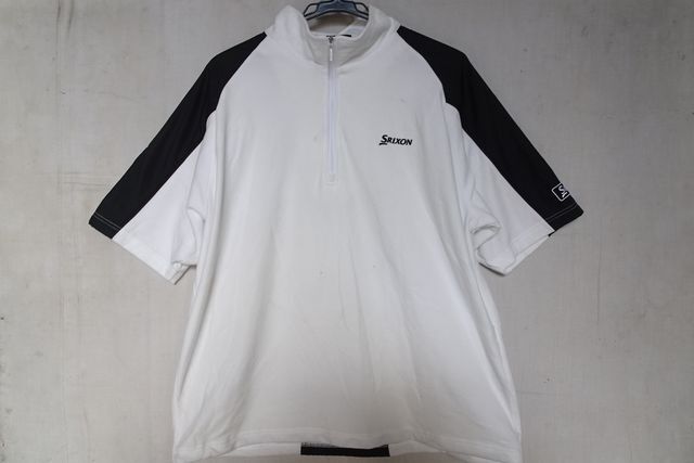 SRIXON/スリクソン/半袖プルオーバー/ゴルフウェア/フリース素材/ハーフジップ/裾ドローコード/白/ホワイト/LLサイズ(11/12R7)拍卖