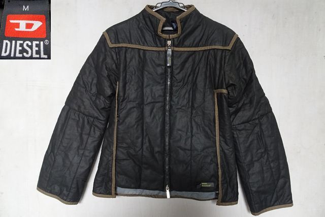 90s'ヴィンテージ/DIESEL/ディーゼル/中綿入ジャンパー/アウター/前ジップ/茶トリミング/ファスナーポケット/黒/ブラック/Mサイズ(11/14R7)拍卖