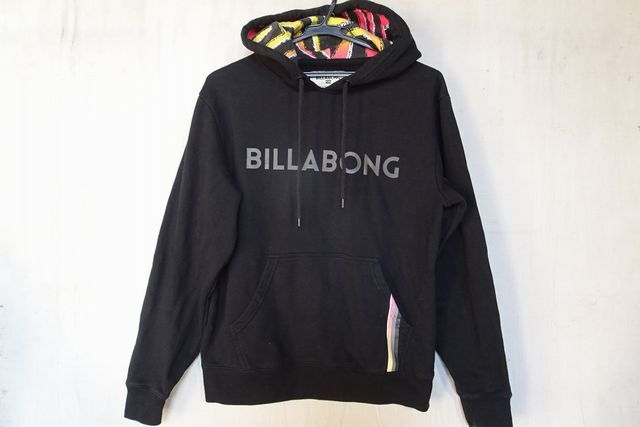 BILLABONG/ビラボン/長袖パーカ/フーディー/スウェット素材/フード内側柄生地/前身ブランドネームプリント/黒/ブラック/Mサイズ(11/26R7)拍卖