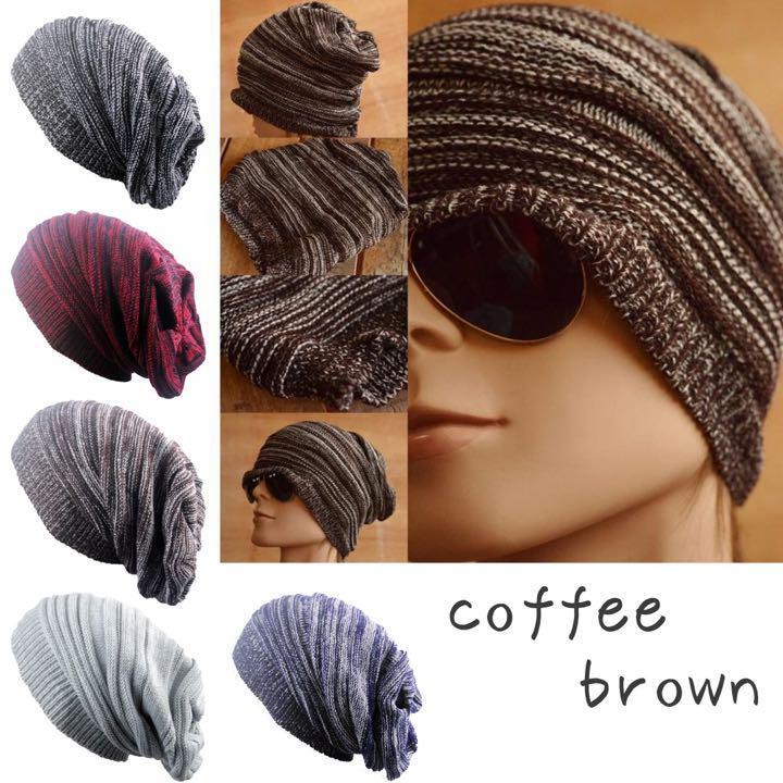特別価格!★送料無料★ ニット帽 【コーヒーブラウン】 レディース メンズ ボーダー ゴルフ ビーニー 帽子 キャップ スキー A2C126拍卖