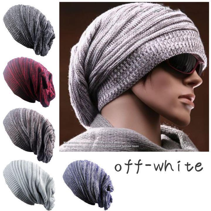 特別価格!★送料無料★ ニット帽 【オフホワイト】 レディース メンズ ボーダー ゴルフ ビーニー 帽子 キャップ スキー A4C125拍卖