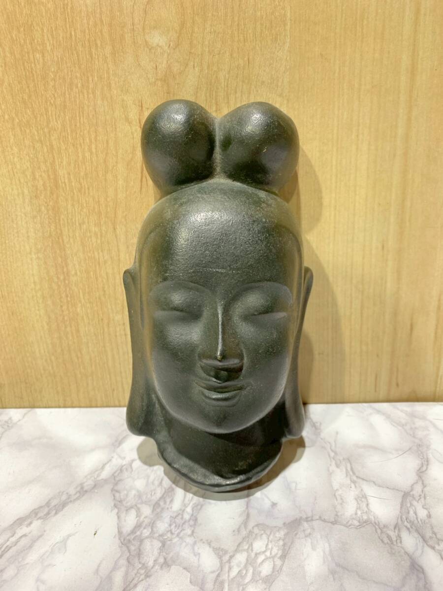 【39-23】弥勒菩薩? 鉄製 仏面 壁掛け 仏面 仏像 美術工芸 ヴィンテージ 長期保管品拍卖