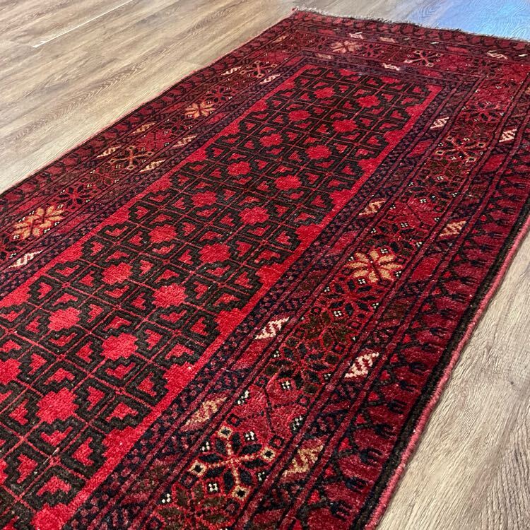 ★職人の手仕事★トルクメン284×84cm アフガニスタン産 絨毯 ラグ ハンドメイド ディスプレイ 店舗 什器 カーペット 02AJMRL251121006E拍卖