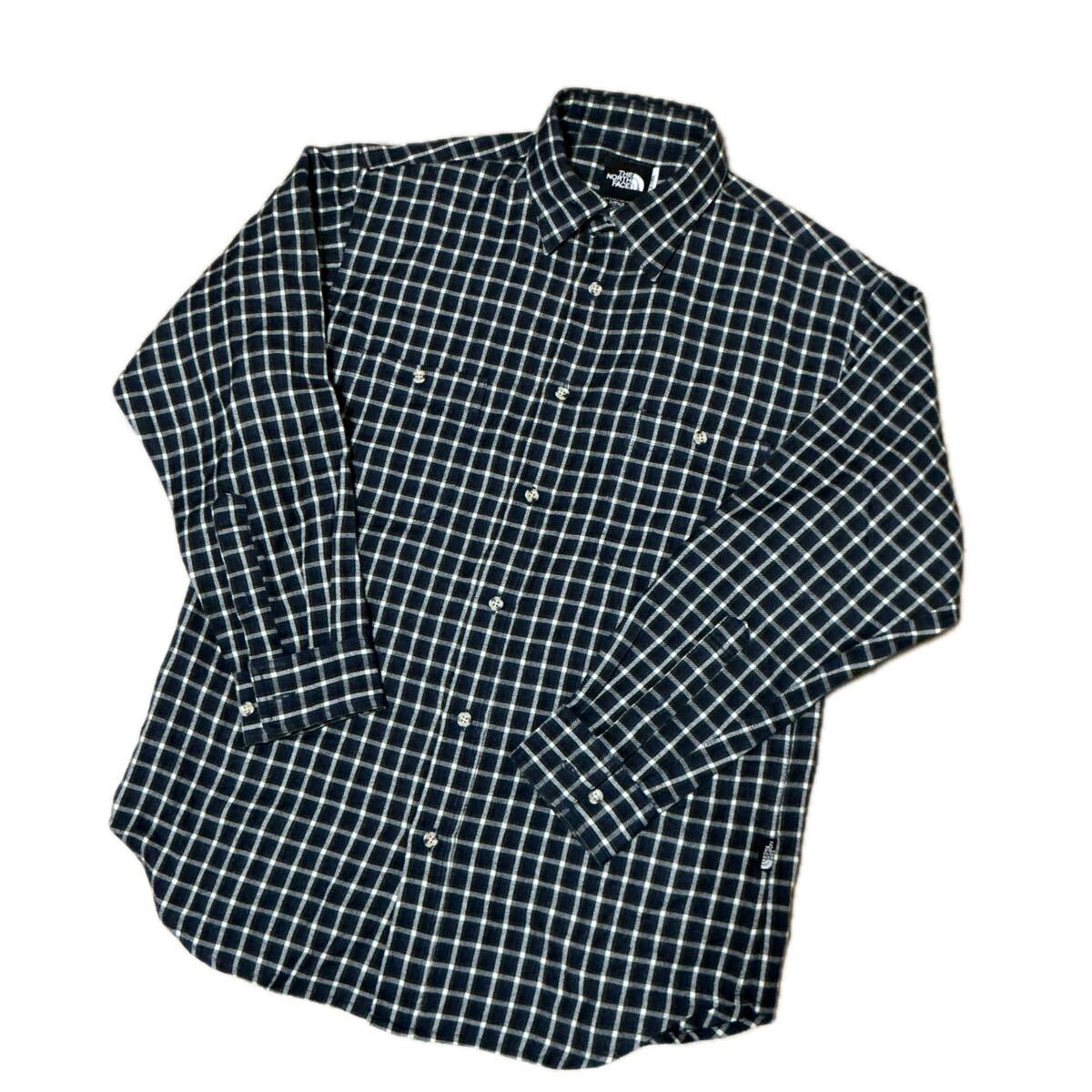 THE NORTH FACE ノースフェイス チェック柄 長袖 ネルシャツ ネイビー系 トップス メンズM NT-4953拍卖