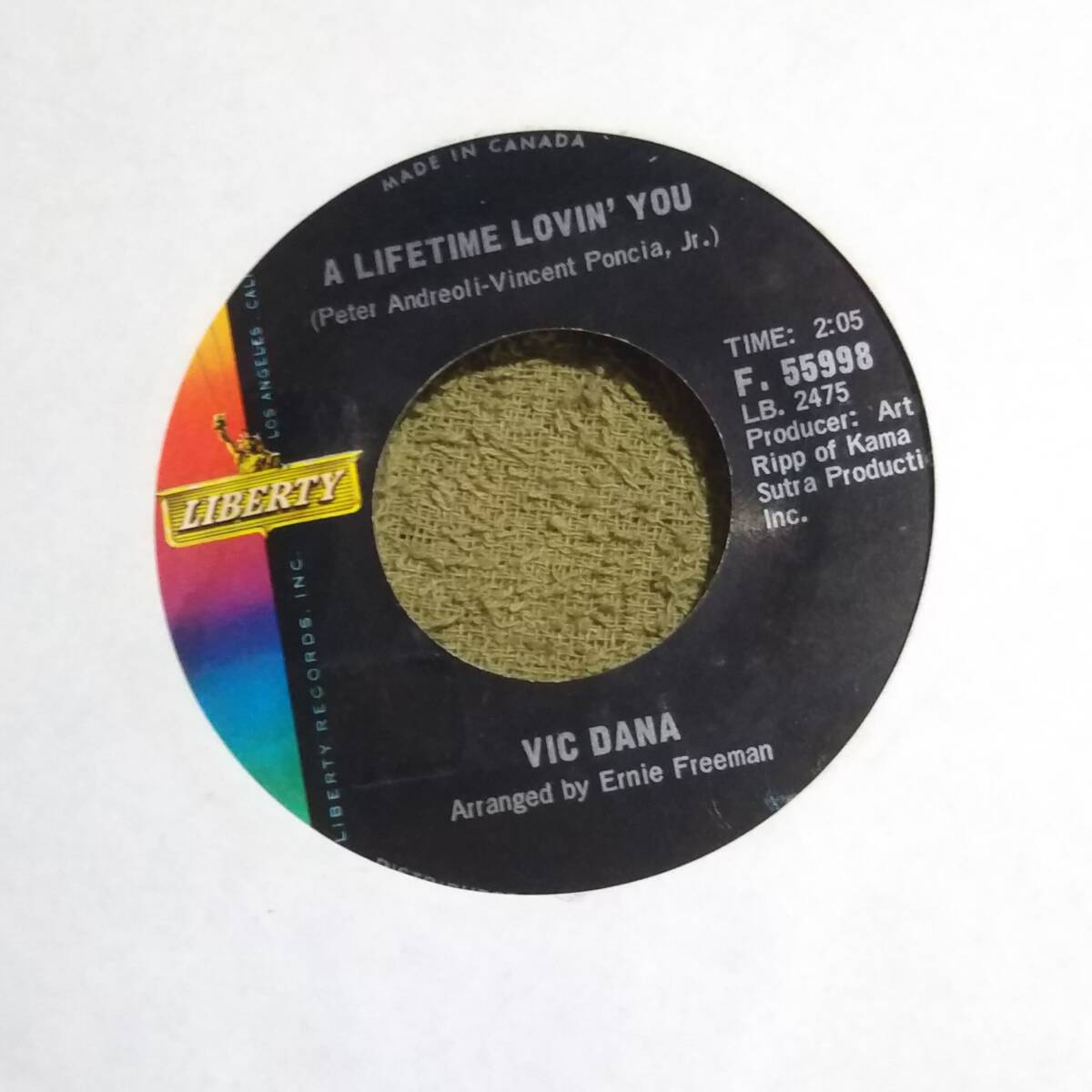 60's Pops! A Lifetime Lovin' You Vic Dana アナログ・シングル Liberty (Canada)拍卖