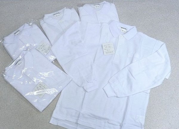 80PS01▲【未開封】BUD IN BUD・長袖白ポロシャツ・150サイズ 5着セット・学生服 キッズ 学校 通学 児童 スクール 子供拍卖