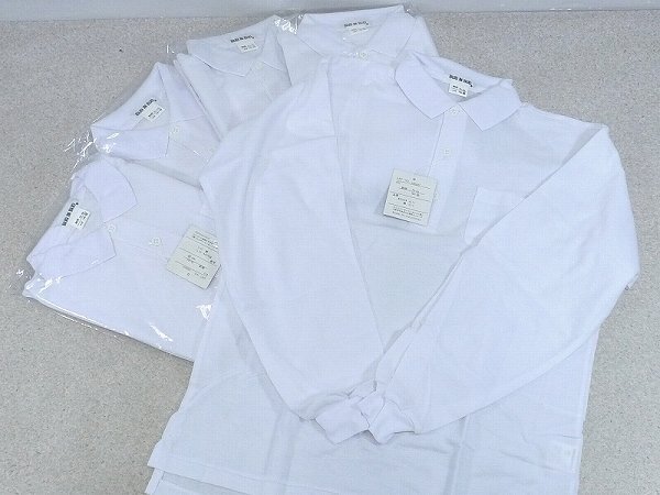 80PS07▲【未開封】BUD IN BUD・長袖白ポロシャツ・150サイズ3着と160サイズ2着 計5着セット・学生服キッズ学校通学児童スクール拍卖
