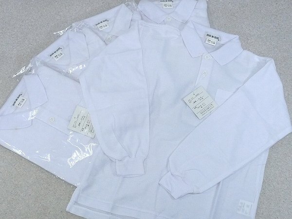 80PS16▲【未開封】BUD IN BUD・長袖白ポロシャツ・130サイズ 5着セット・学生服 キッズ 学校 通学 児童 スクール 子供拍卖