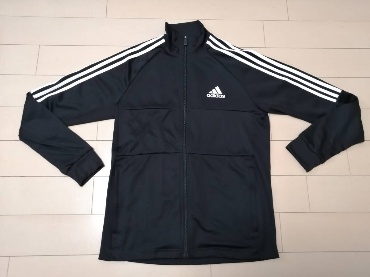 【中古】adidas/アディダス正規品 セレーノ長袖/メンズLサイズ/AEROREADY、スリムトラックジャケット黒、スリーストライプス、サッカー陸上拍卖