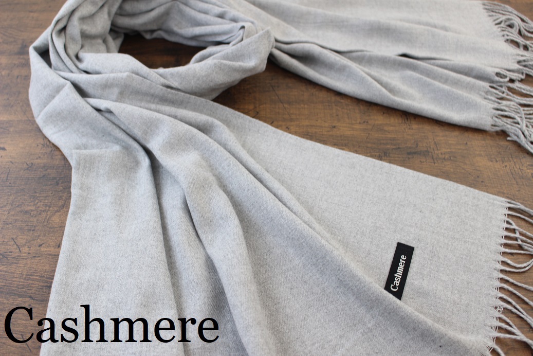 新品【カシミア Cashmere】無地 グレー GRAY 灰色 Plain ライトタッチ 大判 ストール/マフラー拍卖