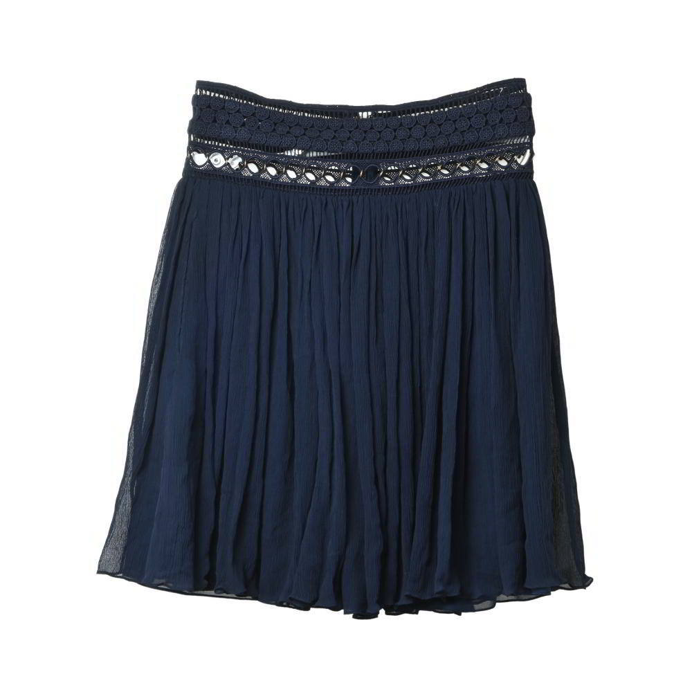 美品 Chloe シルク アコーディオンスカート - ネイビー クロエ KL4PAKS297拍卖