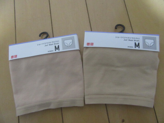 新品WOMENユニクロショーツジャストウエストMサイズ2枚組セット即決700円拍卖