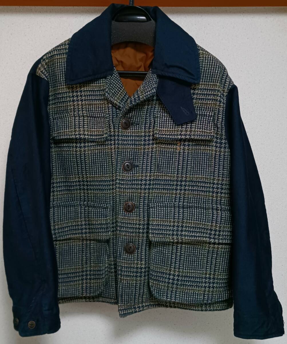新品同様 45R 45rpm フォーティファイブアール 中綿 グレンチェック ジャケット コート ネイビー拍卖