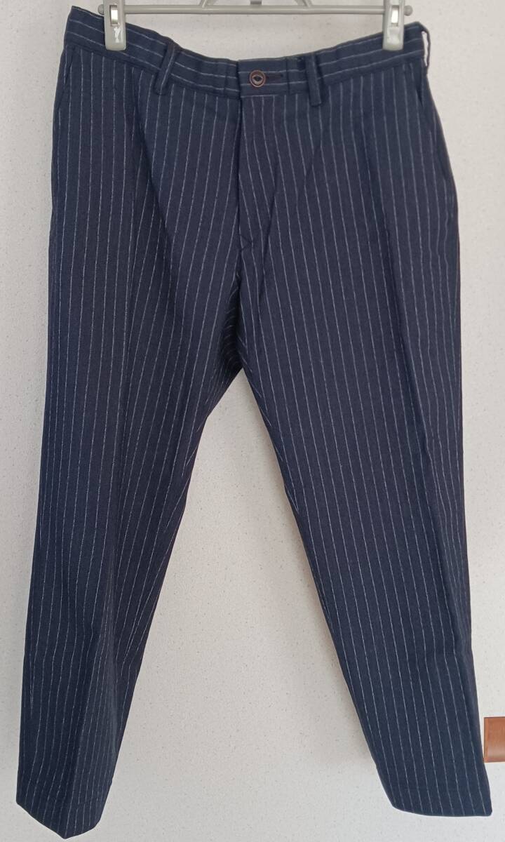 新品同様 45R 45rpm フォーティファイブアール ストライプ ウール パンツ グレー系拍卖