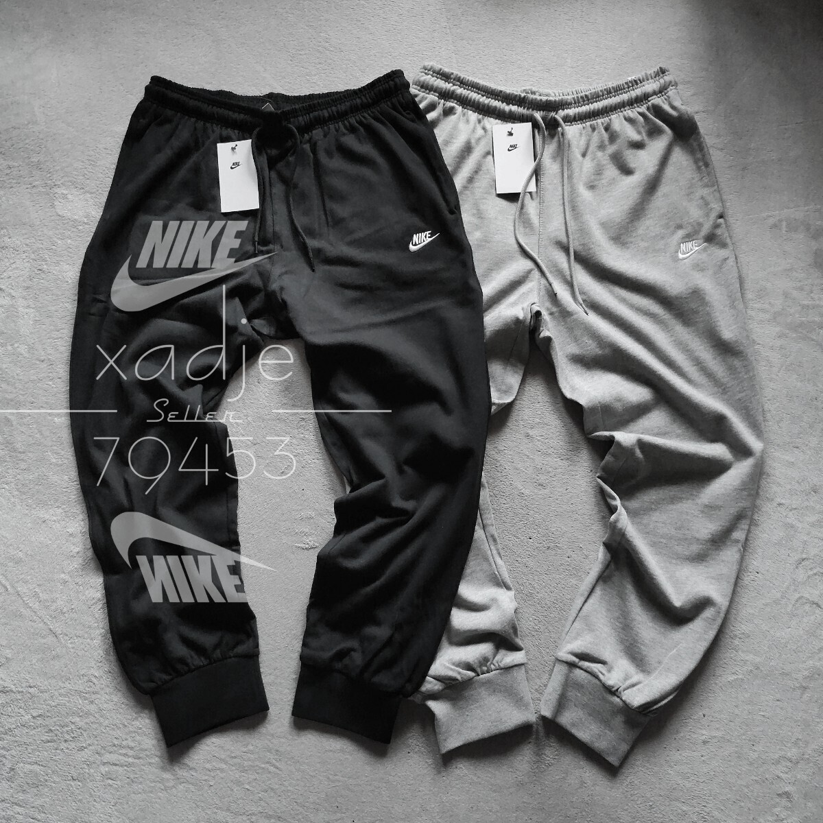 新品 正規品 NIKE ナイキ 2点セット 薄手 ジョガー スウェット パンツ 灰 グレー 黒 ブラック ロゴ 刺繍 25新作 定価14960円 M拍卖