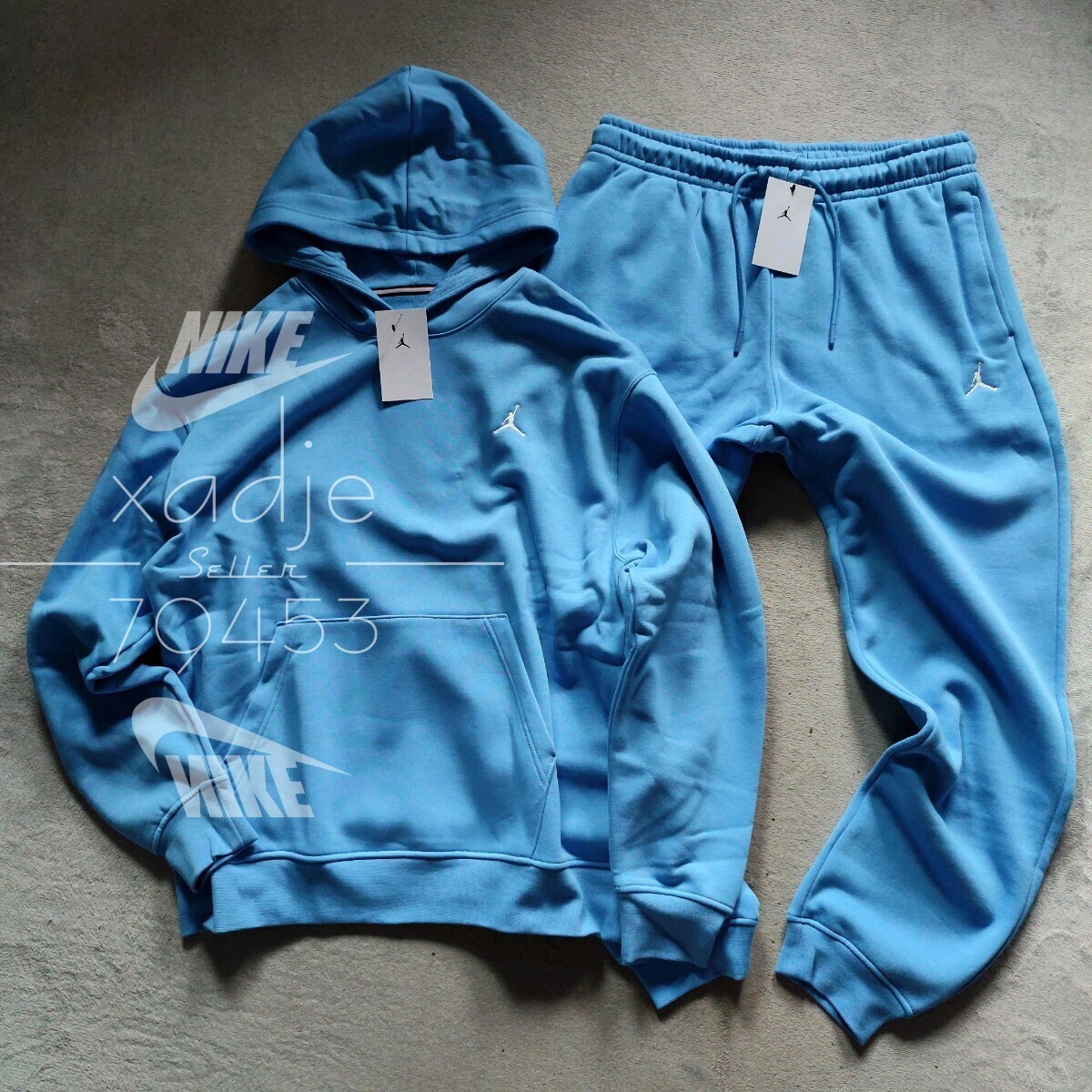 新品 正規品 NIKE ナイキ JORDAN ジョーダン 上下セット スウェット パーカー パンツ セットアップ 水色 定価18700円 US 2XL 日本 3XL拍卖